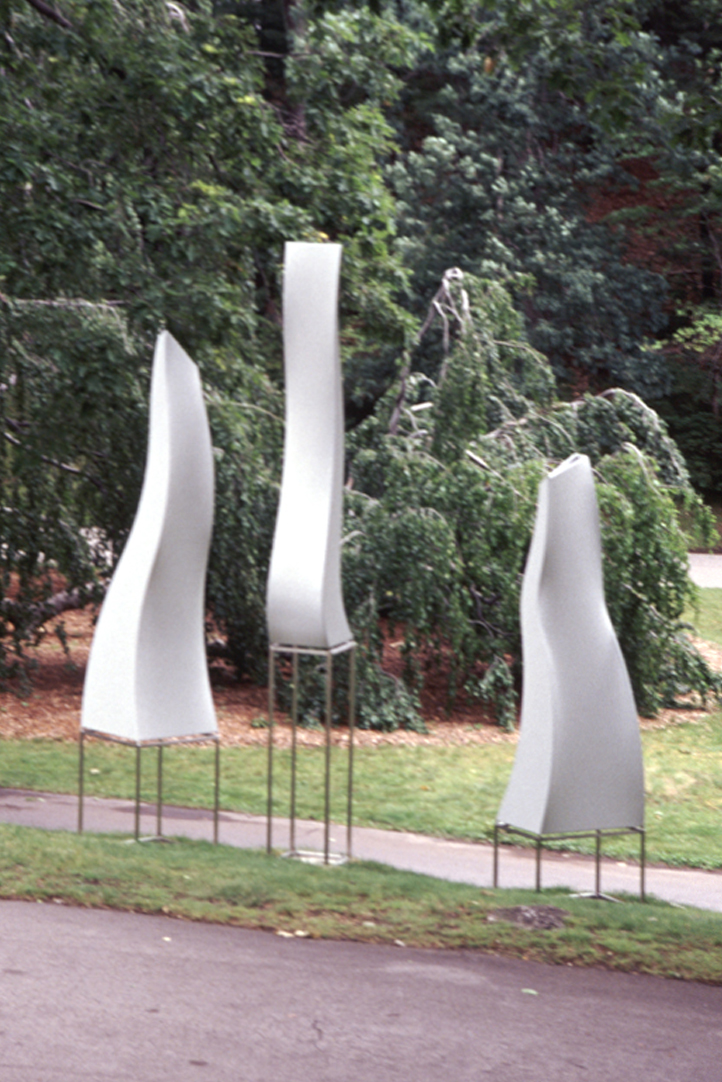 Spirit Vessels, Installation ViewForest Hills Cemetery, Boston, MA120"h x 34"d x 21"d, 144"h x 29"w x 29"d, 168"h x 18"w x 18"d